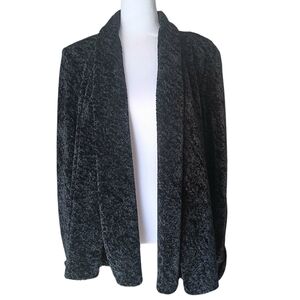 Connected Open Cardigan Black Women's Size 1X Cuffed Sleeve Cozy